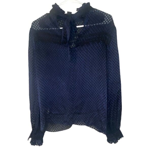 SALONI Tops - Saloni Sheer Emilie Black Polka Dot Blouse